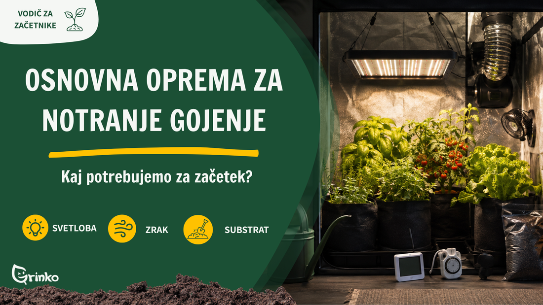 Osnovna oprema za notranje gojenje rastlin z LED lučjo, prezračevanjem in rastnim šotorom